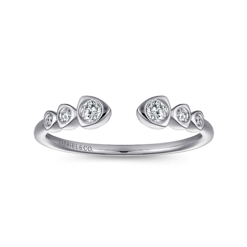 14K White Gold Bezel Set Diamond Split Stackable Ring