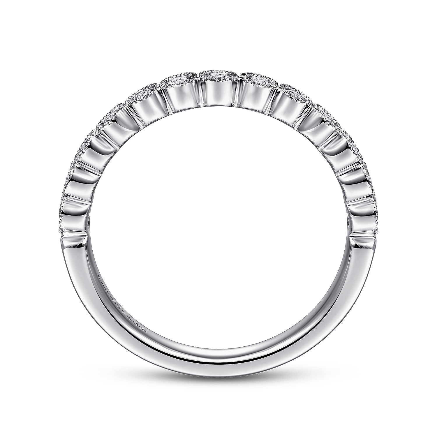 14K White Gold Bezel Set Diamond Stackable Ring