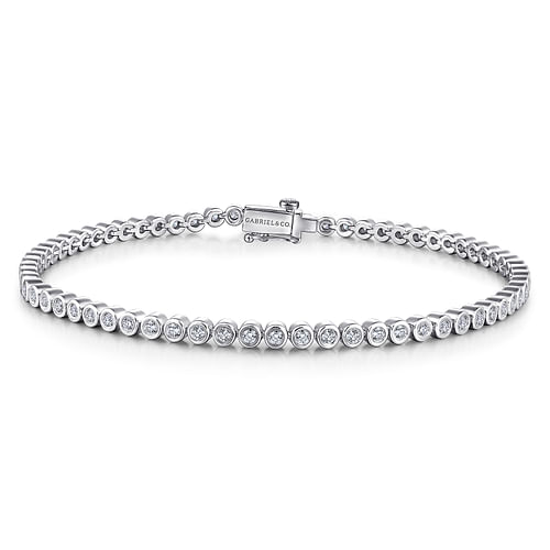 14K White Gold Bezel Set Diamond Tennis Bracelet