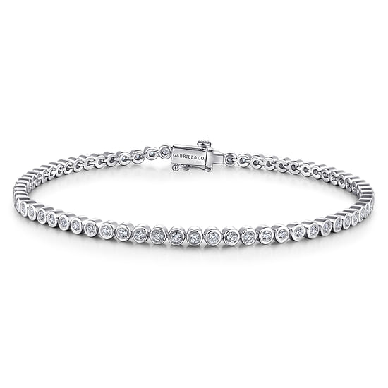 Gabriel - 14K White Gold Bezel Set Diamond Tennis Bracelet