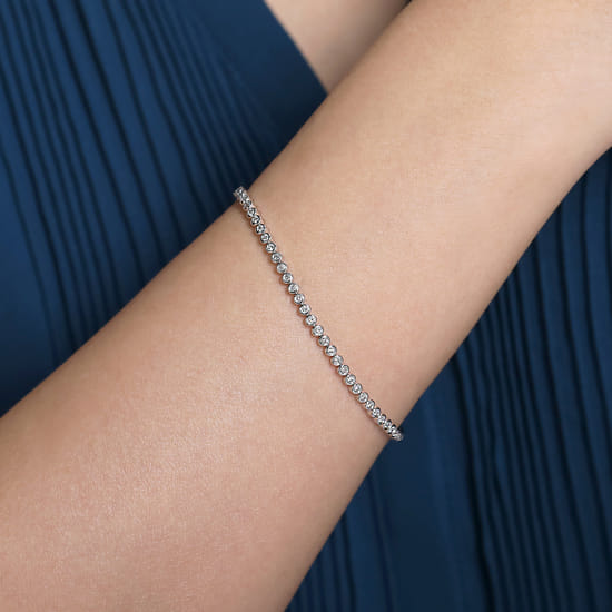14K White Gold Bezel Set Diamond Tennis Bracelet angle 3