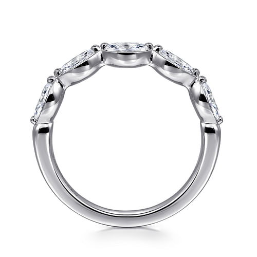 14K White Gold Bezel Set Marquise Diamond Anniversary Band