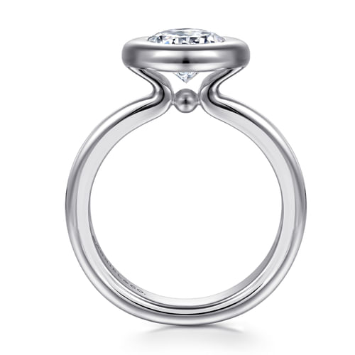 14K White Gold Bezel Set Oval Diamond Engagement Ring