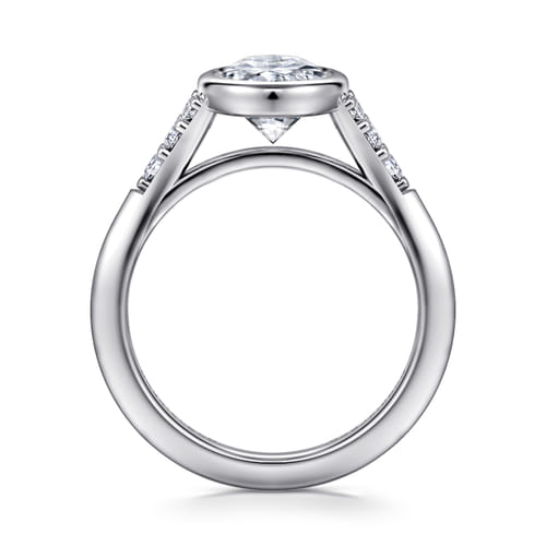 14K White Gold Bezel Set Oval Diamond Engagement Ring