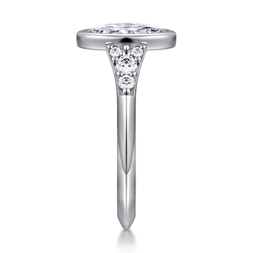 14K White Gold Bezel Set Oval Diamond Engagement Ring