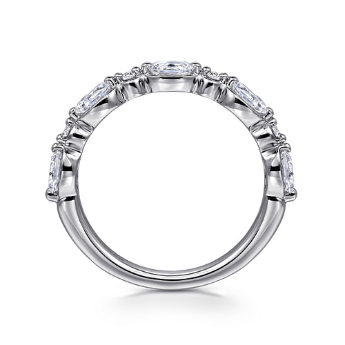 14K White Gold Bezel Set Oval and Round Diamond Anniversary Band