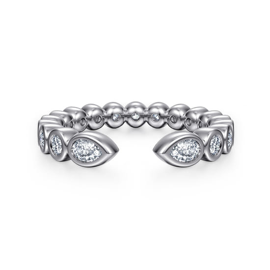 14K White Gold Bezel Set Pear and Round Open Diamond Eternity Band 14K White Gold Bezel Set Pear and Round Open Diamond Eternity Band