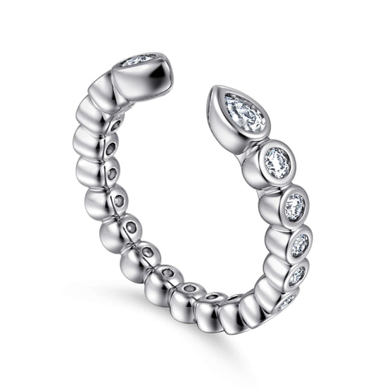 14K White Gold Bezel Set Pear and Round Open Diamond Eternity Band angle 3 14K White Gold Bezel Set Pear and Round Open Diamond Eternity Band angle 3