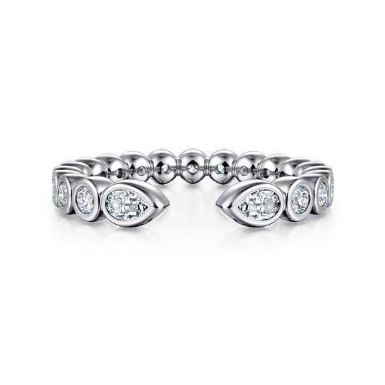 14K White Gold Bezel Set Pear and Round Open Diamond Eternity Band 14K White Gold Bezel Set Pear and Round Open Diamond Eternity Band