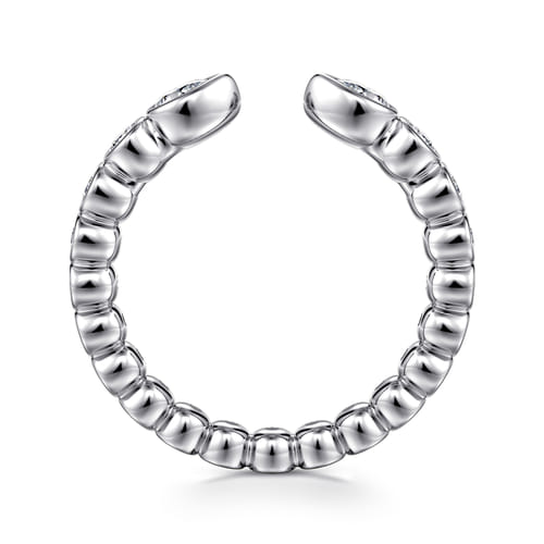 14K White Gold Bezel Set Pear and Round Open Diamond Eternity Band