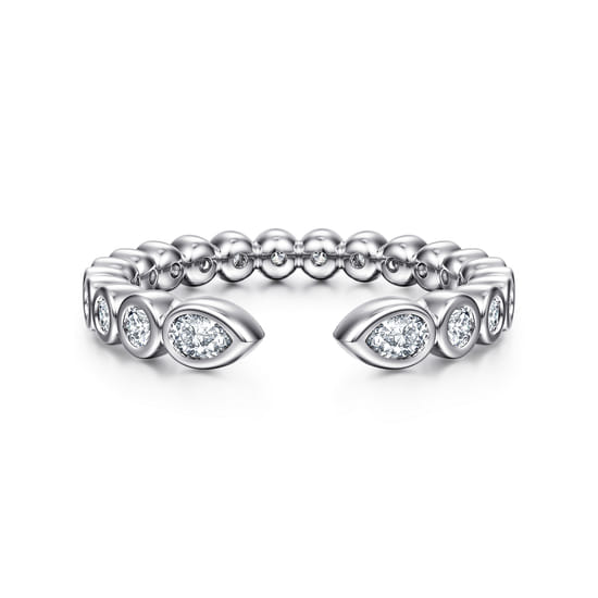 14K White Gold Bezel Set Pear and Round Open Diamond Eternity Band 14K White Gold Bezel Set Pear and Round Open Diamond Eternity Band