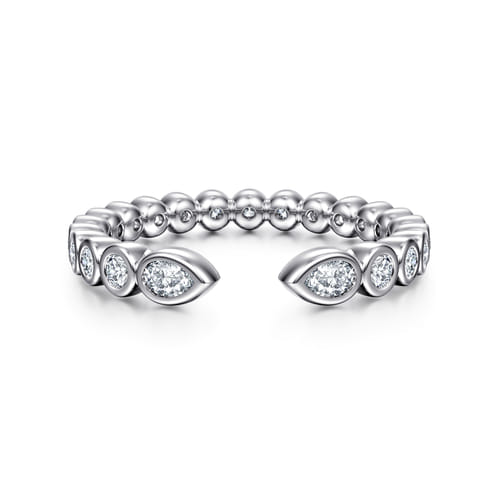 14K White Gold Bezel Set Pear and Round Open Diamond Eternity Band