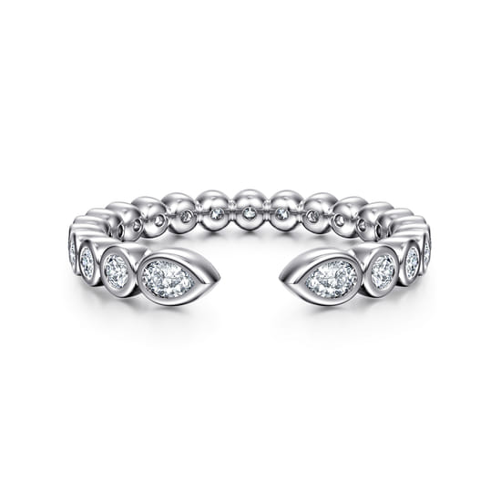 14K White Gold Bezel Set Pear and Round Open Diamond Eternity Band 14K White Gold Bezel Set Pear and Round Open Diamond Eternity Band