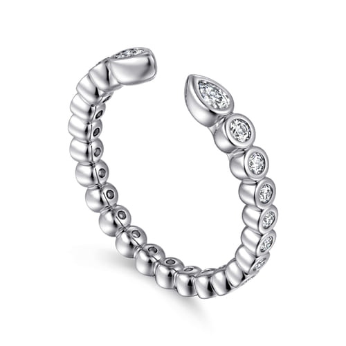 14K White Gold Bezel Set Pear and Round Open Diamond Eternity Band