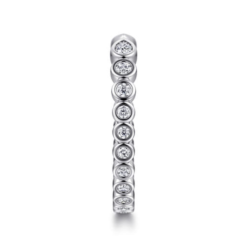 14K White Gold Bezel Set Pear and Round Open Diamond Eternity Band