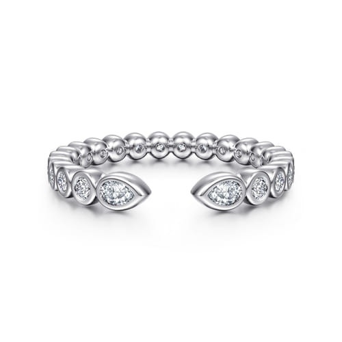 14K White Gold Bezel Set Pear and Round Open Diamond Eternity Band