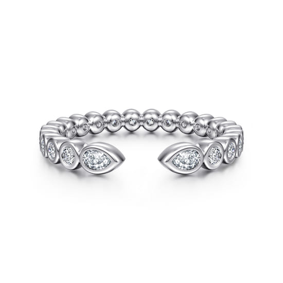 14K White Gold Bezel Set Pear and Round Open Diamond Eternity Band 14K White Gold Bezel Set Pear and Round Open Diamond Eternity Band