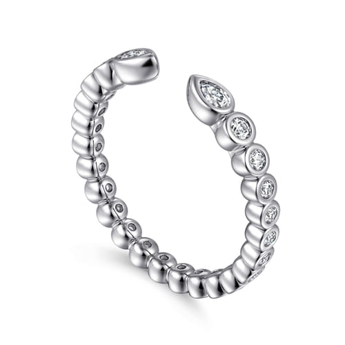 14K White Gold Bezel Set Pear and Round Open Diamond Eternity Band