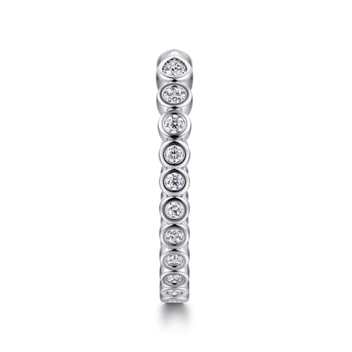 14K White Gold Bezel Set Pear and Round Open Diamond Eternity Band