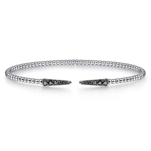 14K White Gold Black Diamond Bangle