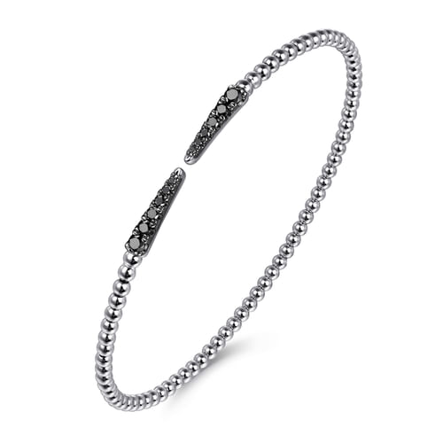 14K White Gold Black Diamond Bangle