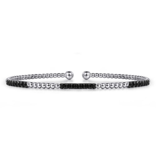 14K White Gold Black Diamond Bangle