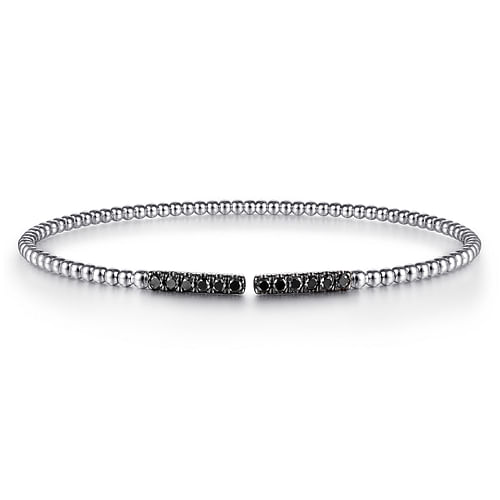 14K White Gold Black Diamond Bangle