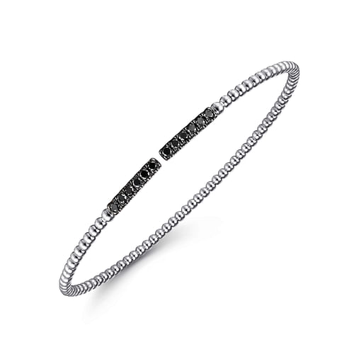 14K White Gold Black Diamond Bangle