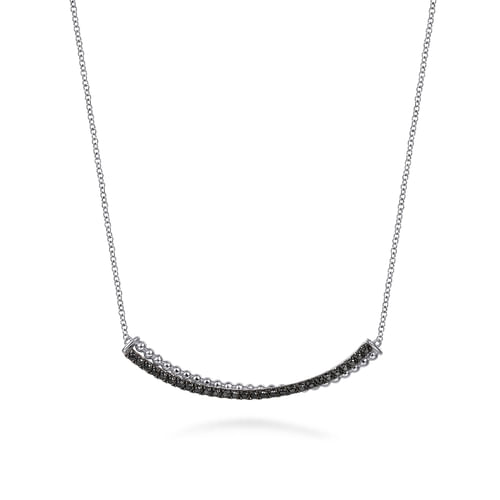14K White Gold Black Diamond Necklace