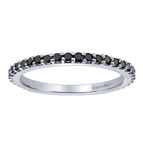 14K White Gold Black Diamond Stackable Ladies Ring