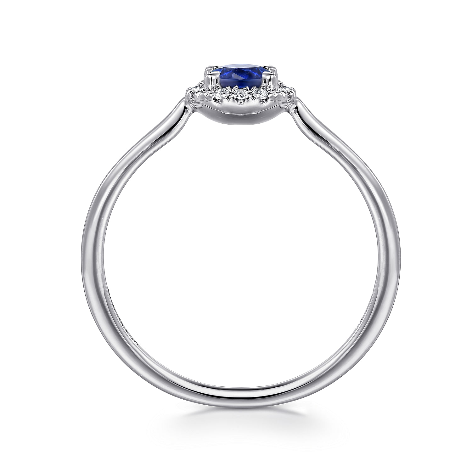 14K White Gold Blue Sapphire and Diamond Halo Promise Ring