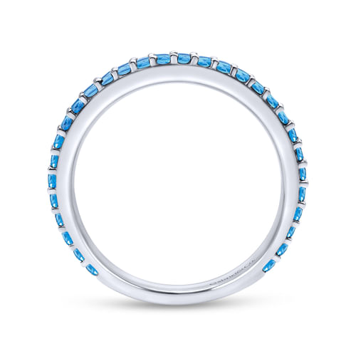 14K White Gold Blue Topaz Stackable Ladies Ring