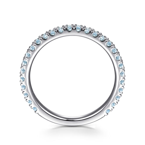 14K White Gold Blue Topaz Stackable Ring