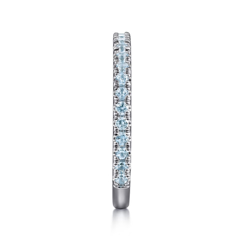 14K White Gold Blue Topaz Stackable Ring