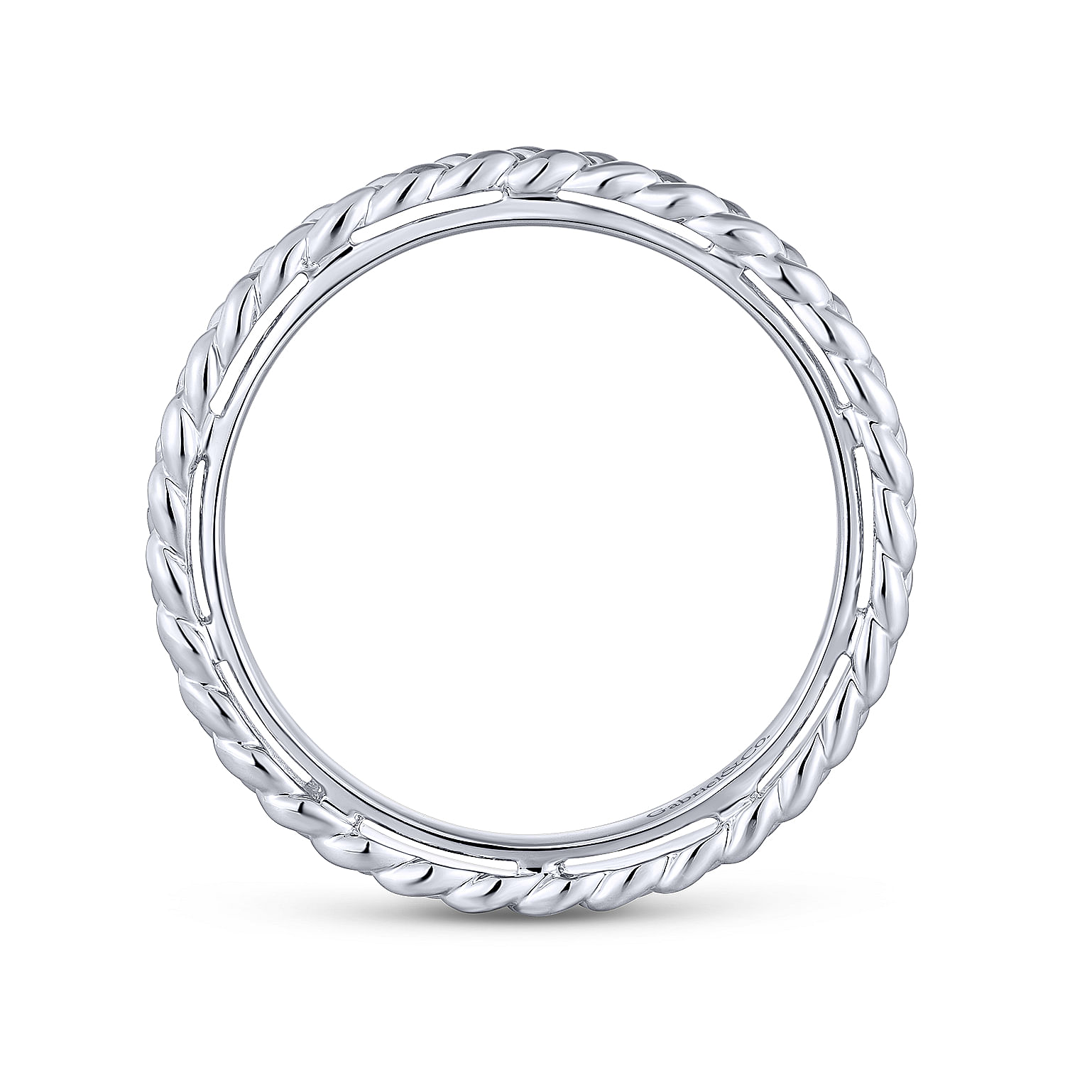 14K White Gold Braided Metal Stackable Band