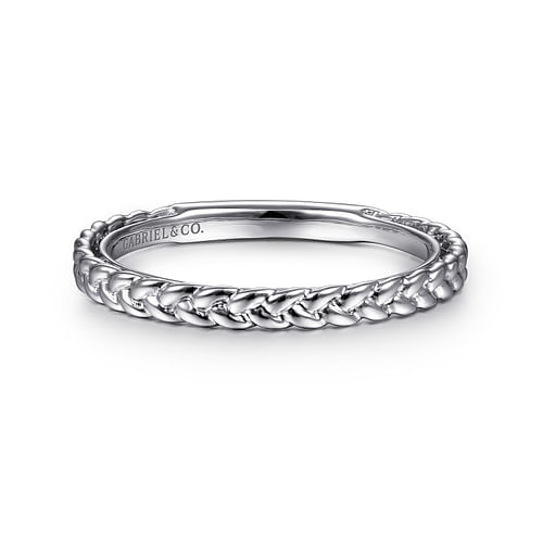 14K White Gold Braided Stackable Ring