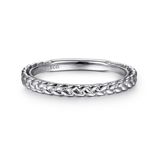 Gabriel - 14K White Gold Braided Stackable Ring