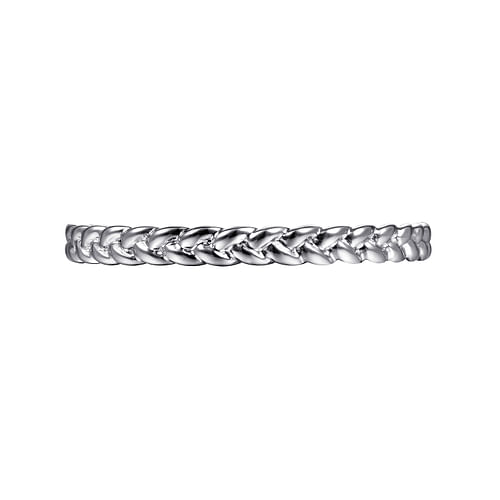 14K White Gold Braided Stackable Ring