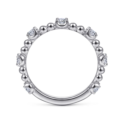 14K White Gold Bujukan Ball and Diamond Station Ring