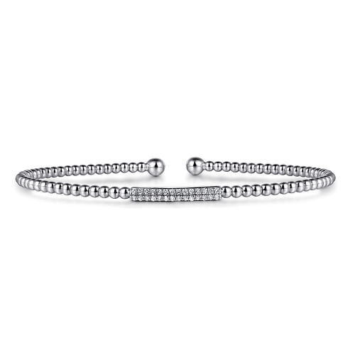 14K White Gold Bujukan Bead Bangle with Diamonds