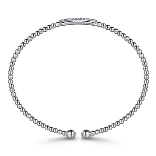 14K White Gold Bujukan Bead Bangle with Diamonds