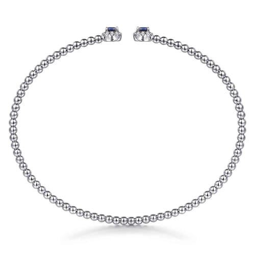 14K White Gold Bujukan Bead Split Cuff Bracelet with Sapphire and Diamond 14K White Gold Bujukan Bead Split Cuff Bracelet with Sapphire and Diamond