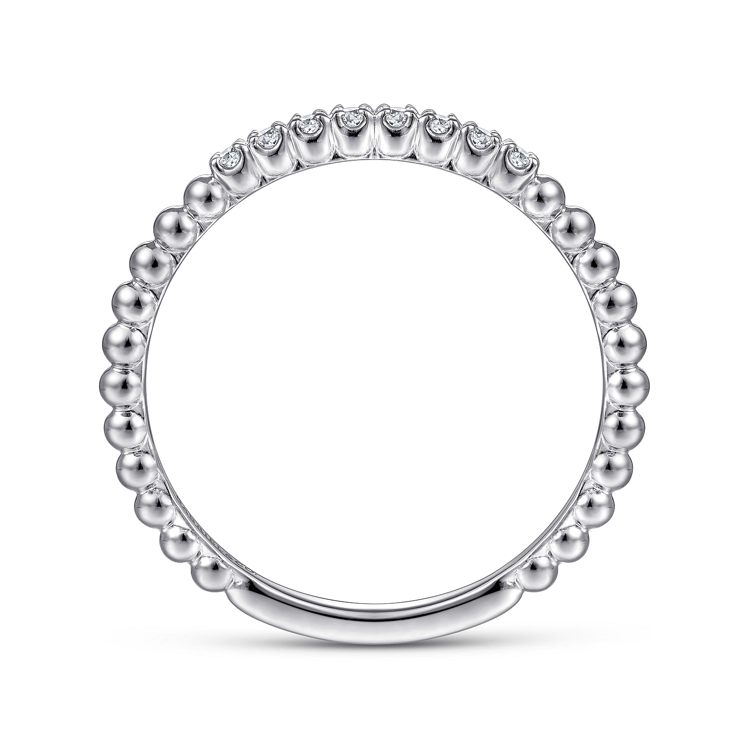 14K White Gold Bujukan Bead and Diamond Stackable Ring