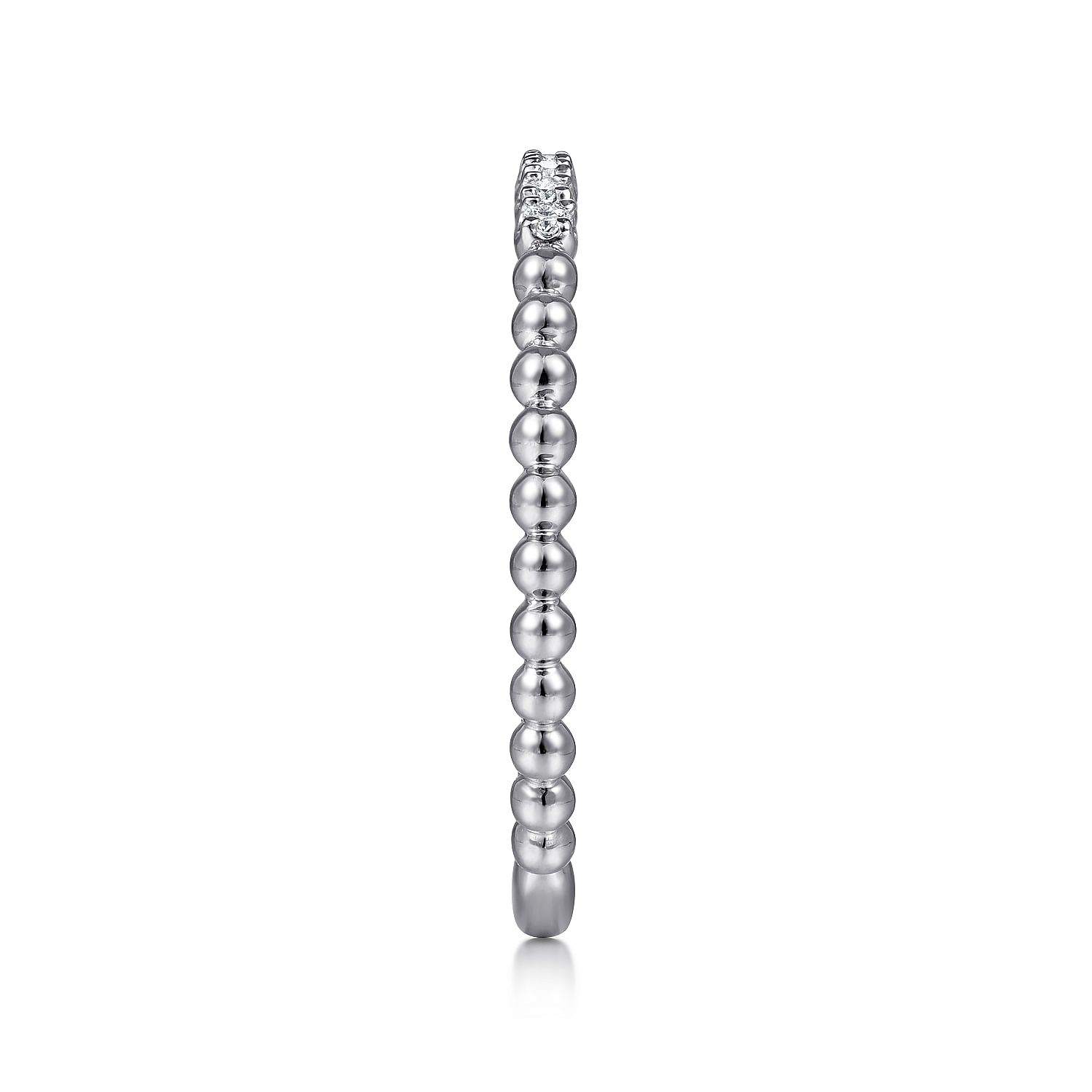14K White Gold Bujukan Bead and Diamond Stackable Ring