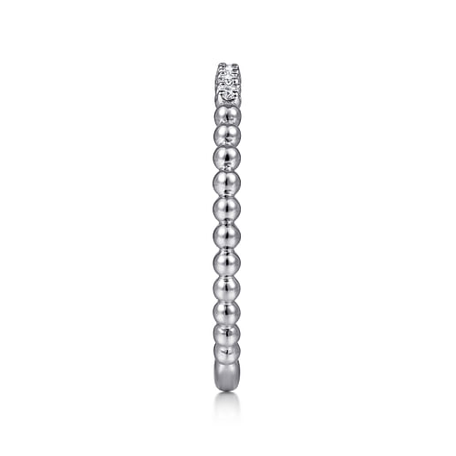 14K White Gold Bujukan Bead and Diamond Stackable Ring