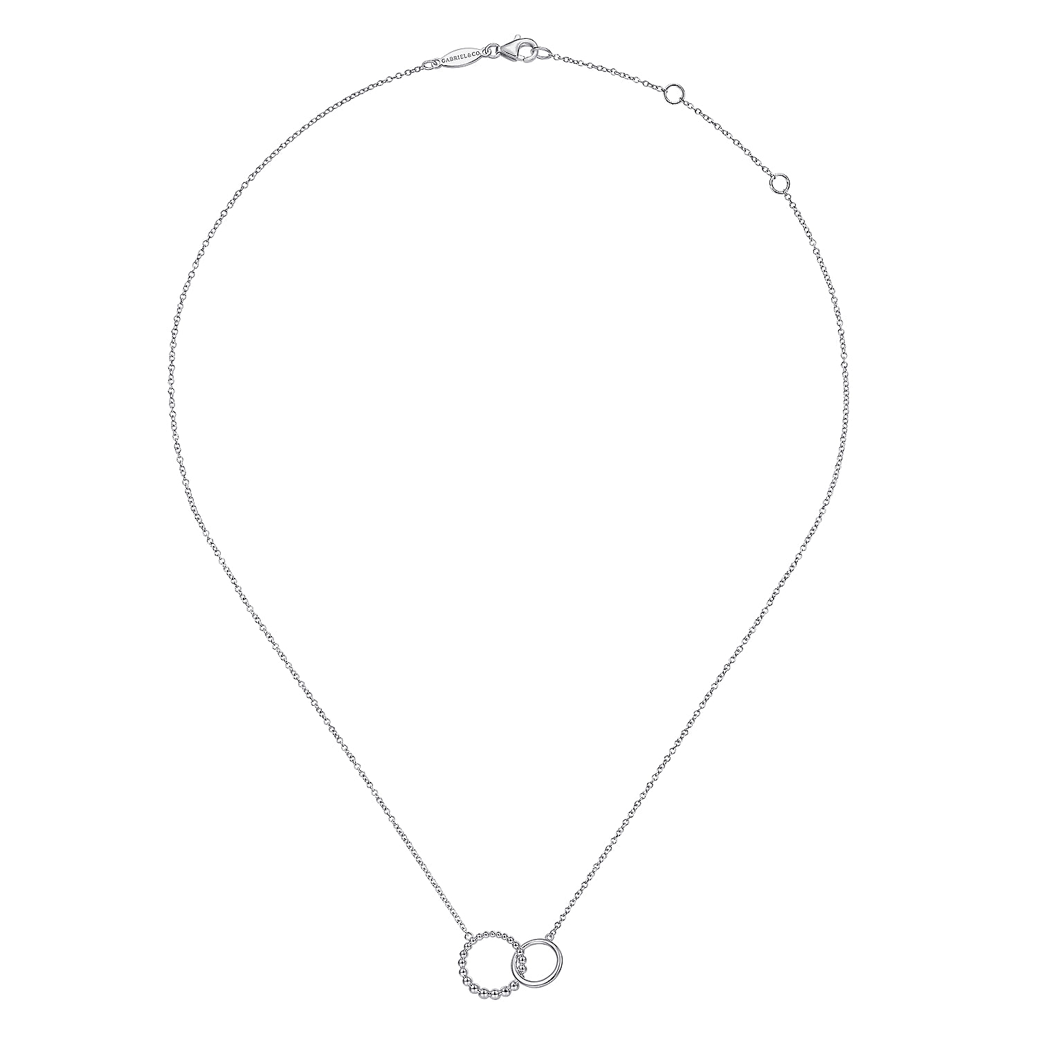 14K White Gold Bujukan Beaded Double Circle Necklace