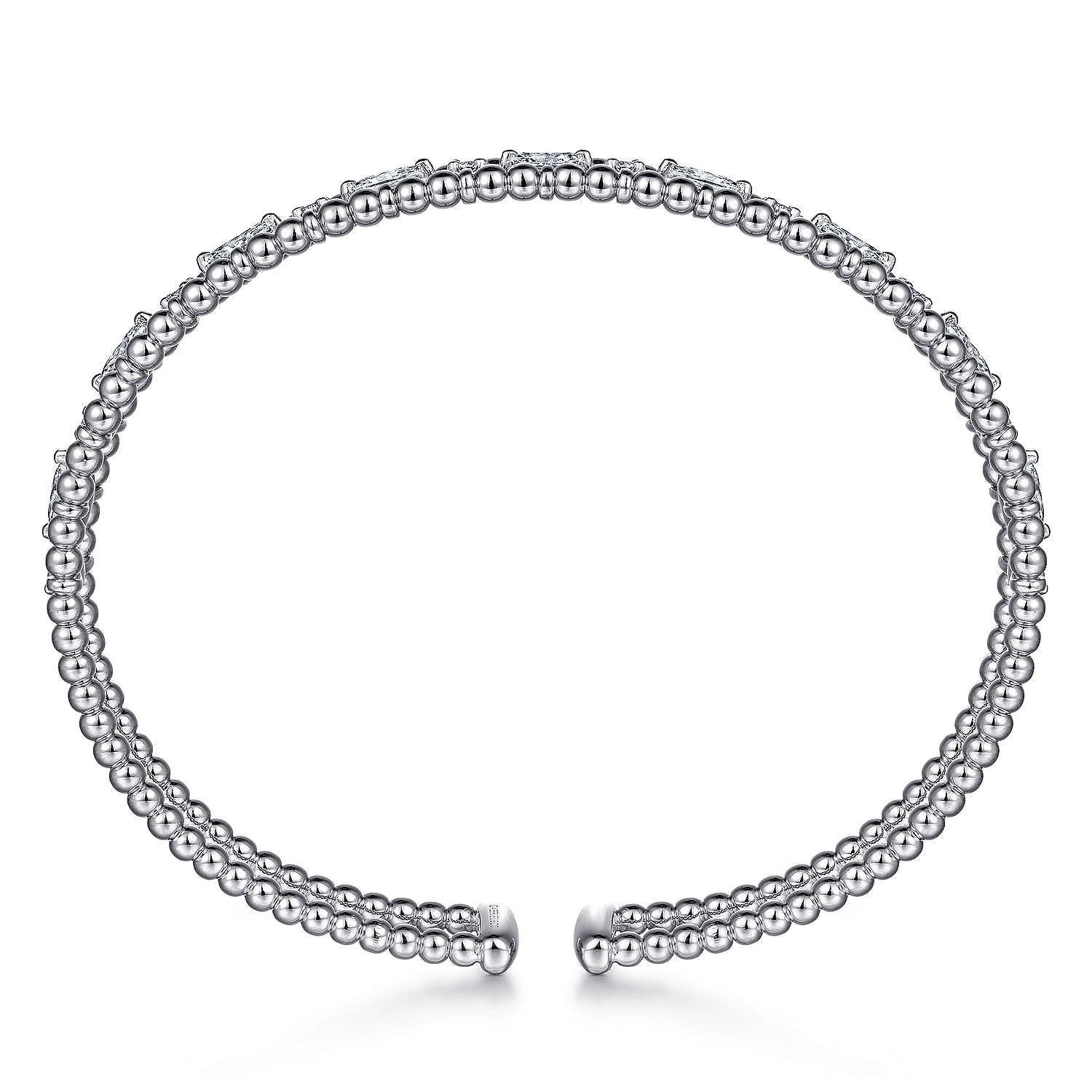14K White Gold Bujukan Cuff Bracelet with Marquise and Round Diamonds