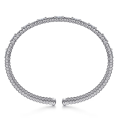 14K White Gold Bujukan Cuff Bracelet with Marquise and Round Diamonds