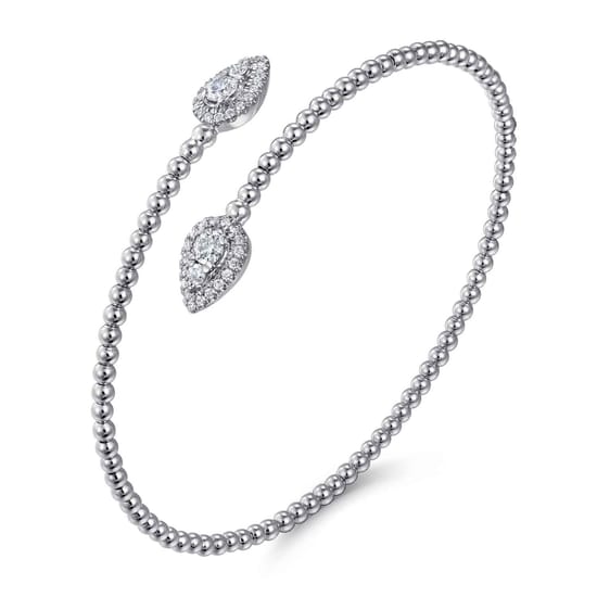 14K White Gold Bujukan Diamond Bangle angle 2