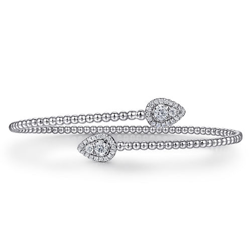 14K White Gold Bujukan Diamond Bangle